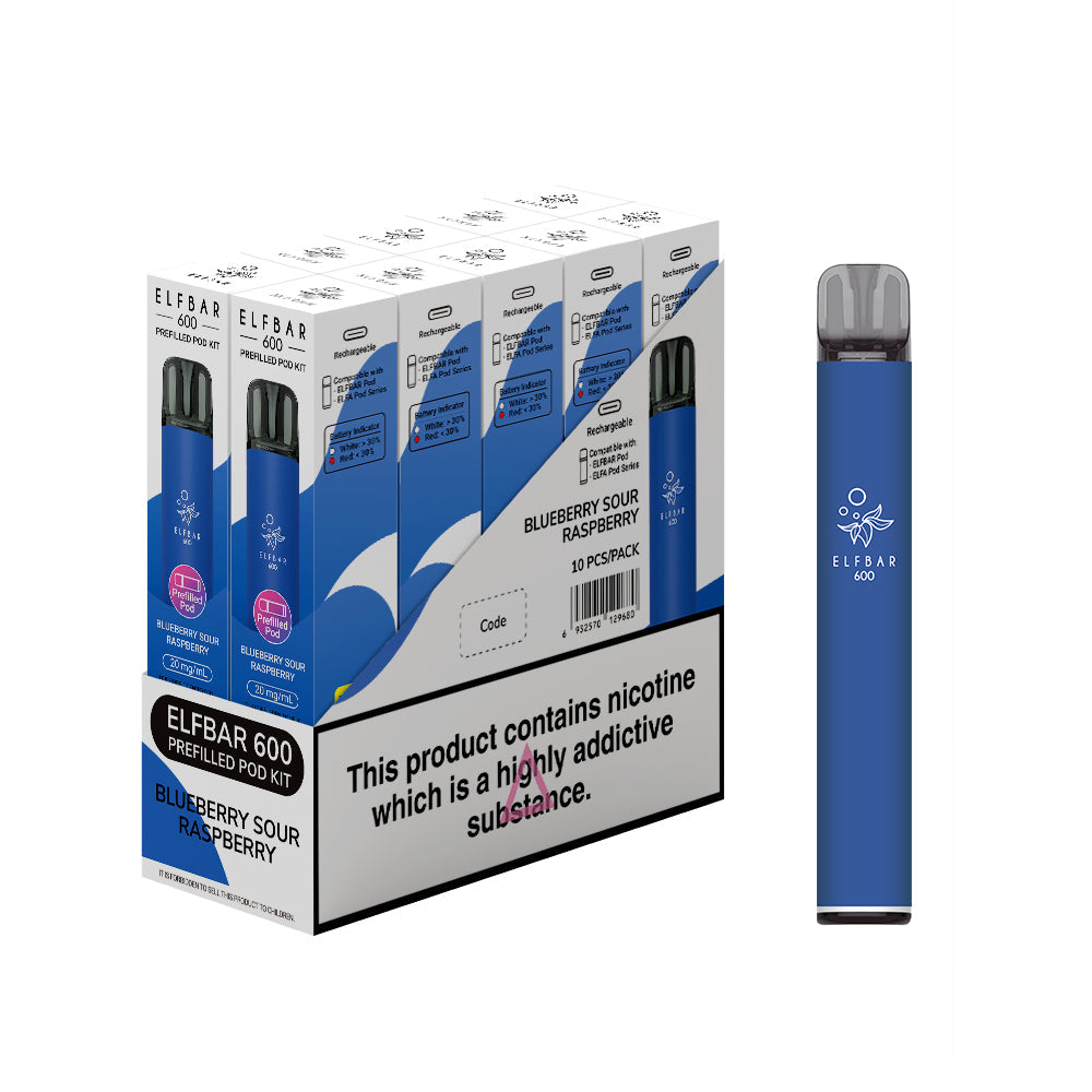 Elf Bar 600 Prefilled Kits 1X10 NEW Compliant