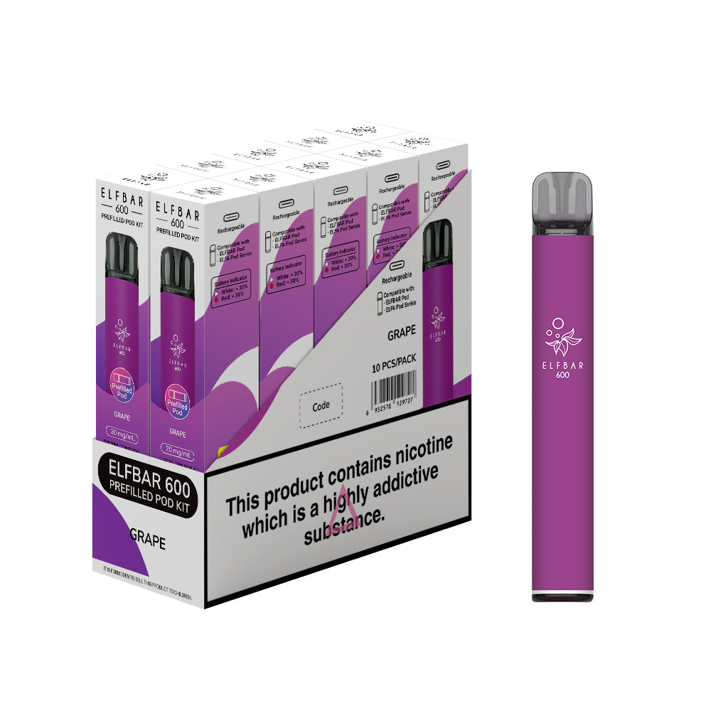 Elf Bar 600 Prefilled Kits 1X10 NEW Compliant