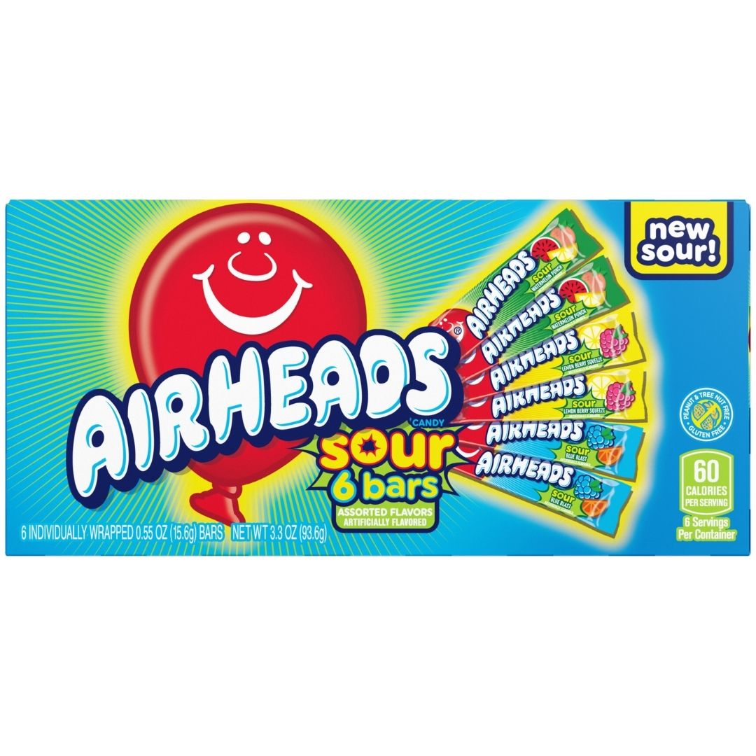 Airheads Sour X6 Bars Theatre Boxes 1X12 93g