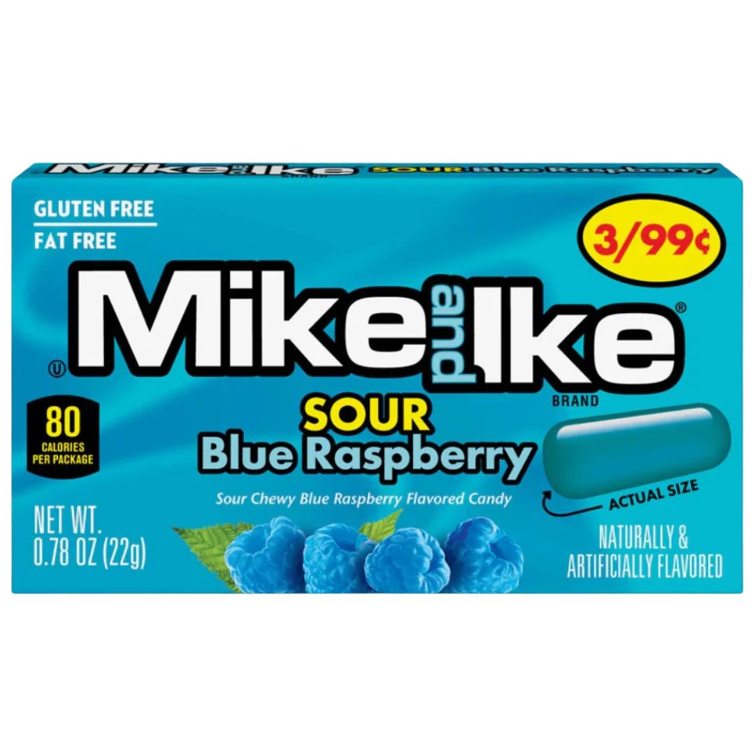 Mike and Ike Blue Sour Raspberry Theatre Boxes 120g 1X12 ***NEW***