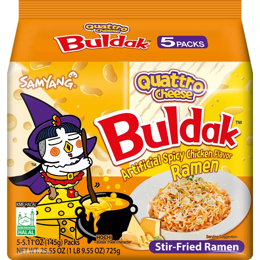 Samyang Buldak Quattro Cheese Flavour Ramen Noodles 145g 1X5