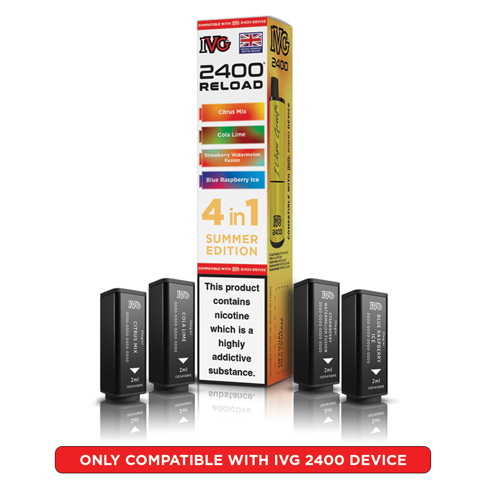 IVG 2400 Reloads Multi Flavour Prefilled Pods 1X5 Compliant