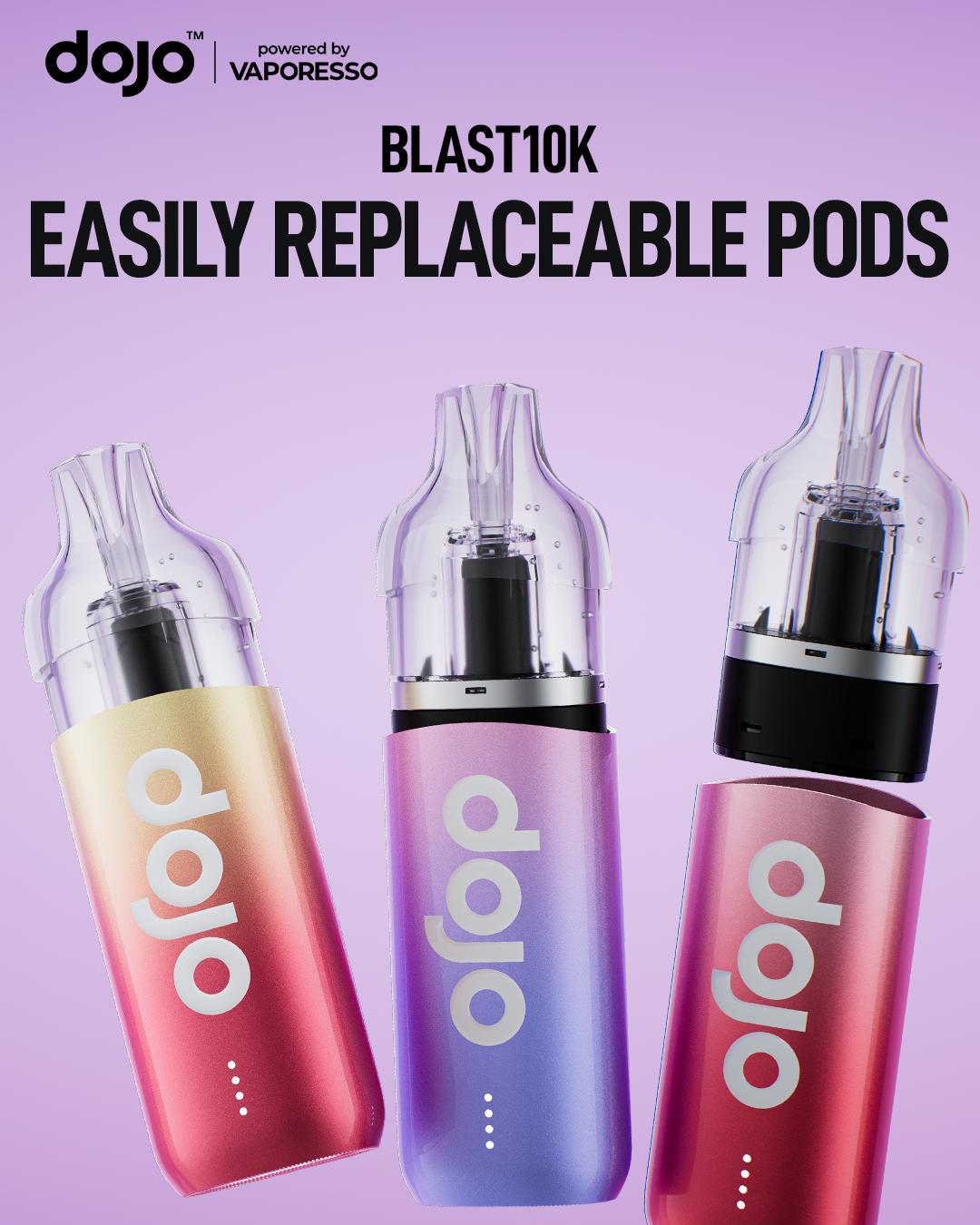 Dojo Vape Pods Dojo Blast 10K by Vaporesso Prefilled Kits 1X5 Compliant iVape Delivery Dojo Vape Pods Dojo Blast 10K by Vaporesso Prefilled Kits 1X5 Compliant iVape Delivery