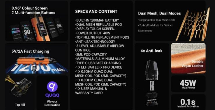 ELFX Pro Classic Edition by Elfbar iVape Delivery ELFX Pro Classic Edition by Elfbar iVape Delivery