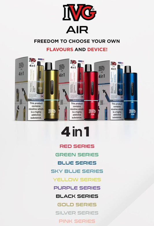 IVG Air Series 4 in 1 Disposable Vape Kit Systems 1X5