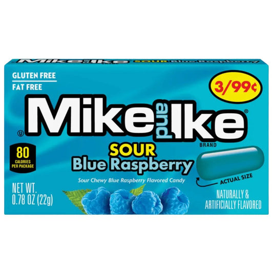 Mike and Ike Blue Sour Raspberry Theatre Boxes 120g 1X12 ***NEW***