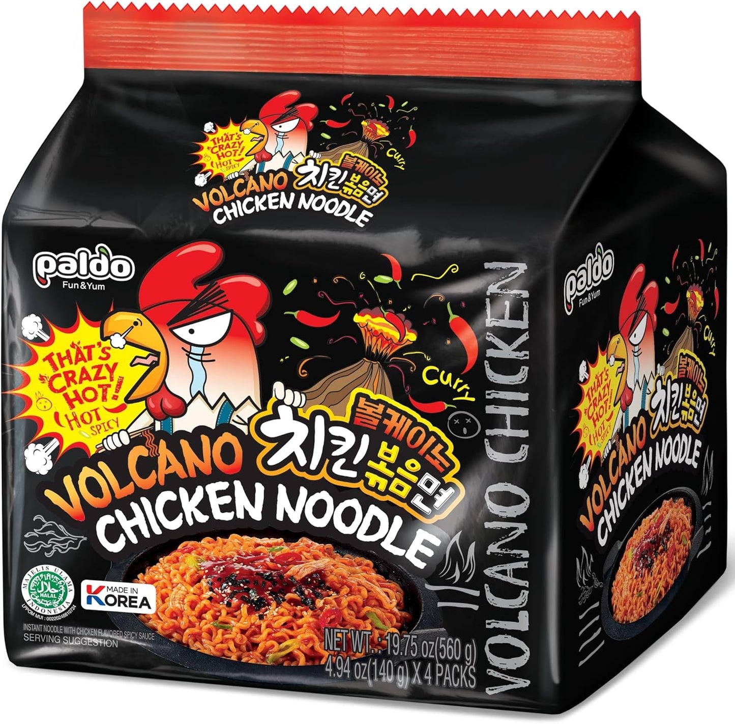 Paldo Volcano Chicken Noodles 140g 1X4 ***NEW***