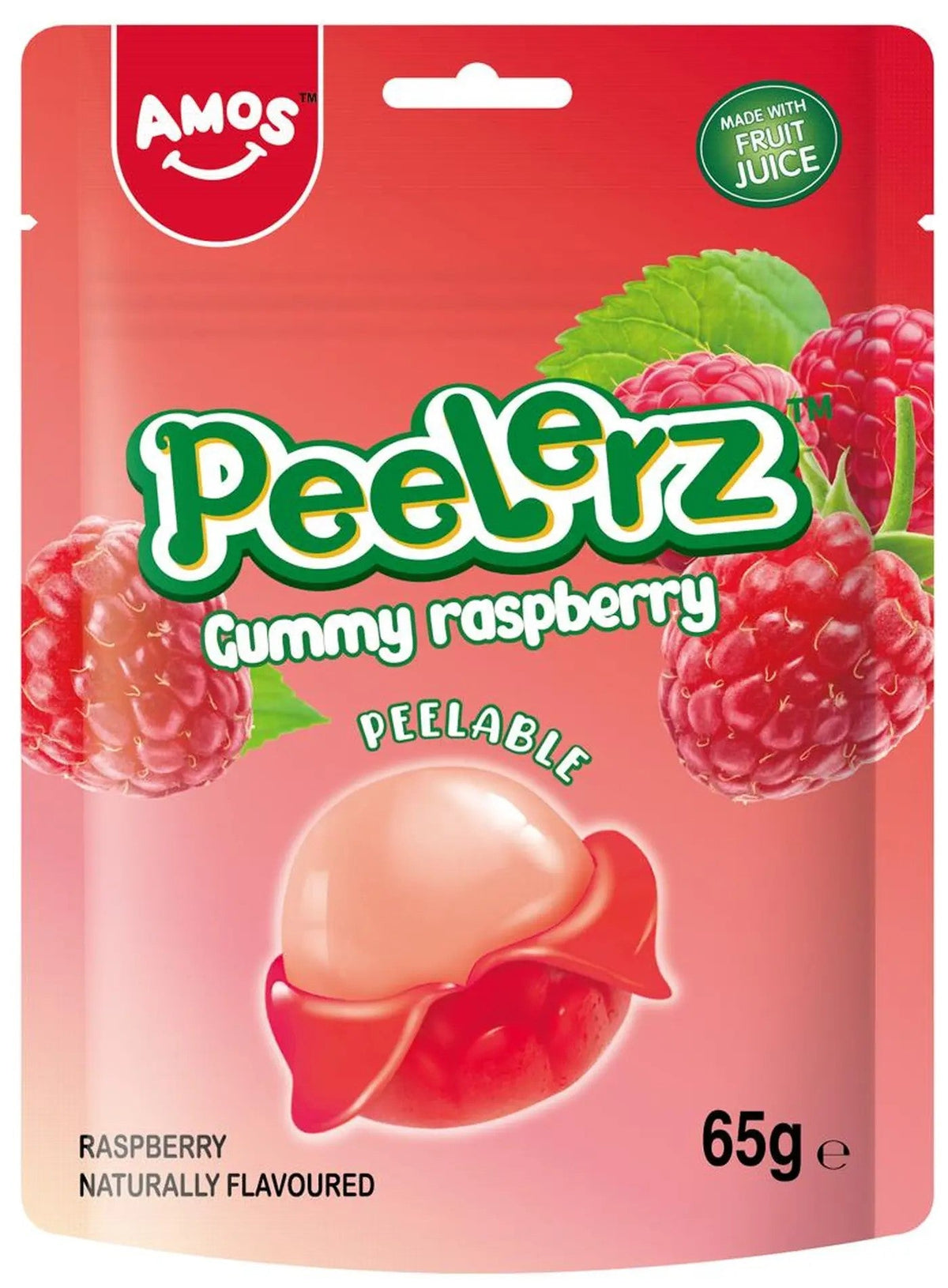 Amos Peelerz - Gummy Raspberry 65g 1X24 ***NEW***