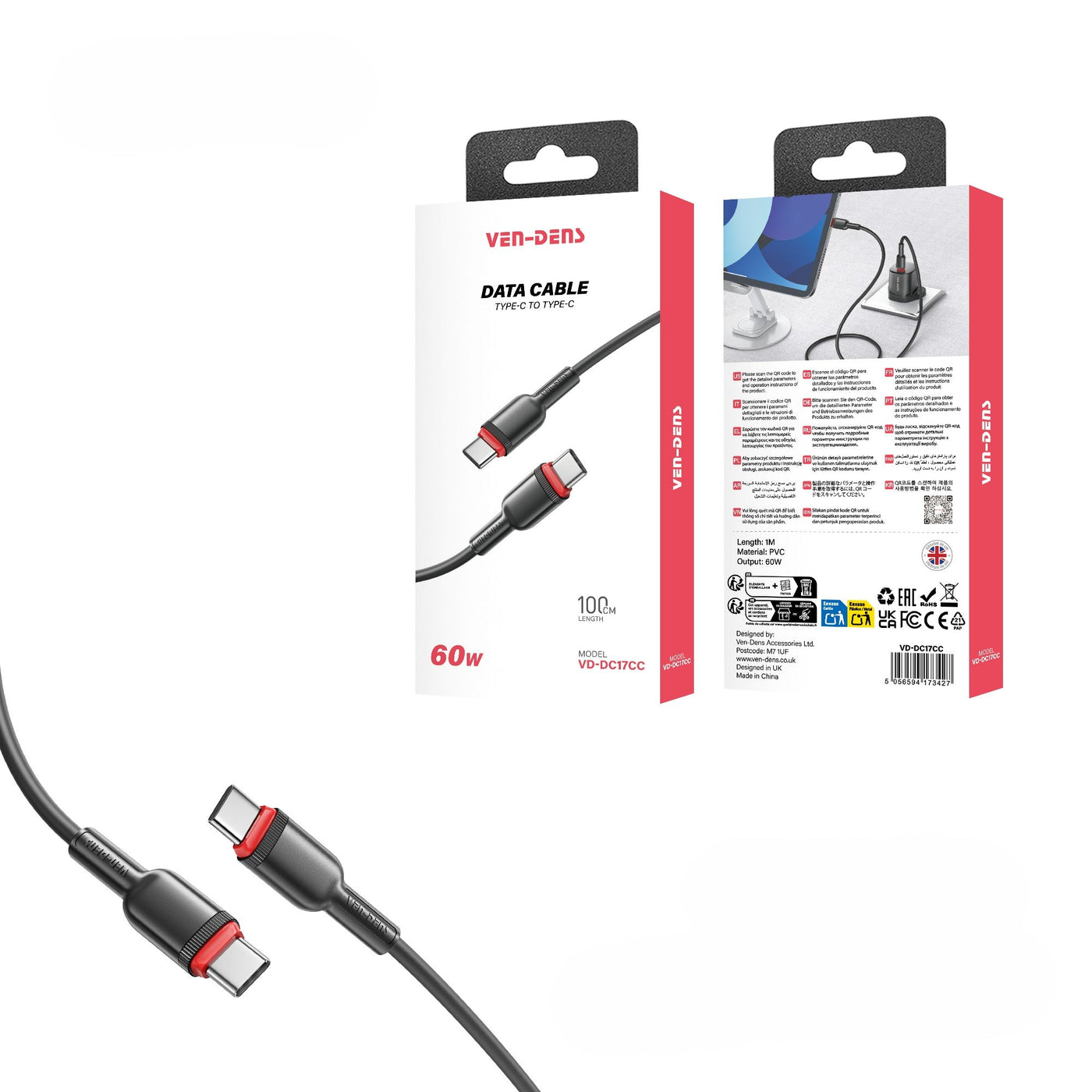 Ven-Dens Data Charging Cable Type-C 60W 1X20