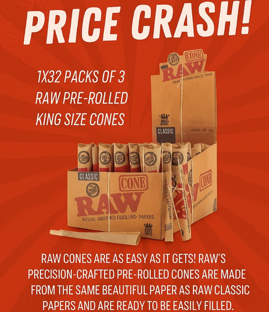 Raw Pre-Rolled KS Cones 1X32 per outer 1X3 per inner