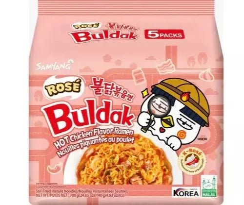 Samyang Buldak Rose Hot Chicken Ramen Noodles 140g 1X5