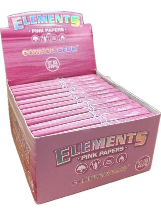 Elements Pink Connoisseur Rolling Paper and Tips 1X24